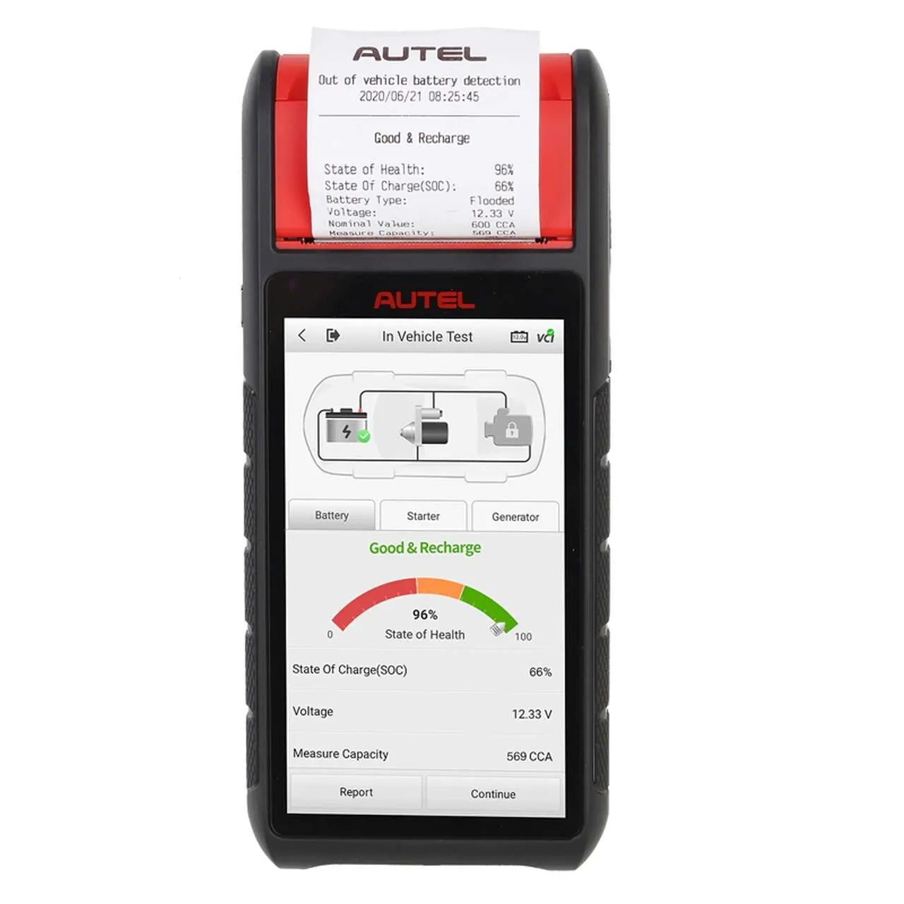 Autel BT608e battery and vehicle diagnostic tool